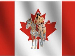 Canadian Indian with Horse Flag