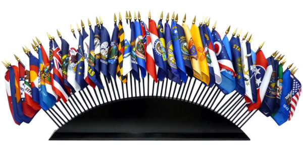 51 hole black wood base with flags (flags are not included)