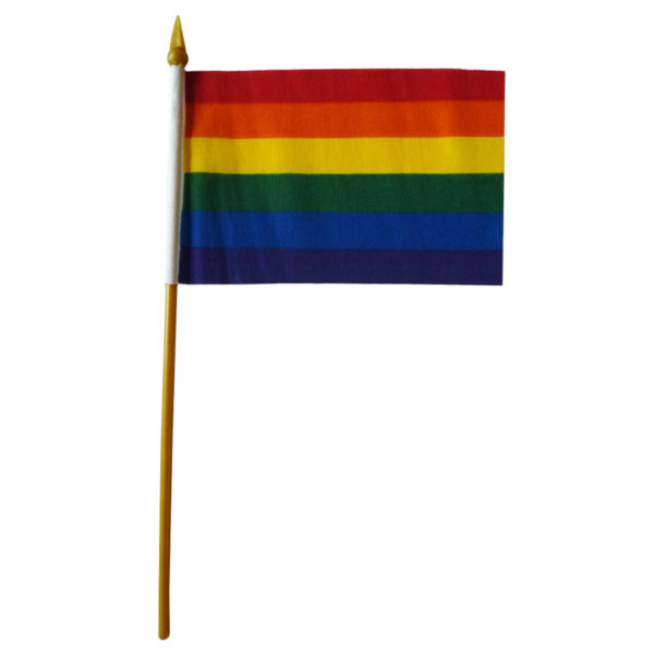 polyester flag on gold stick (sold per dozen)