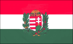 Hungary Flag with coat of arms and wreath