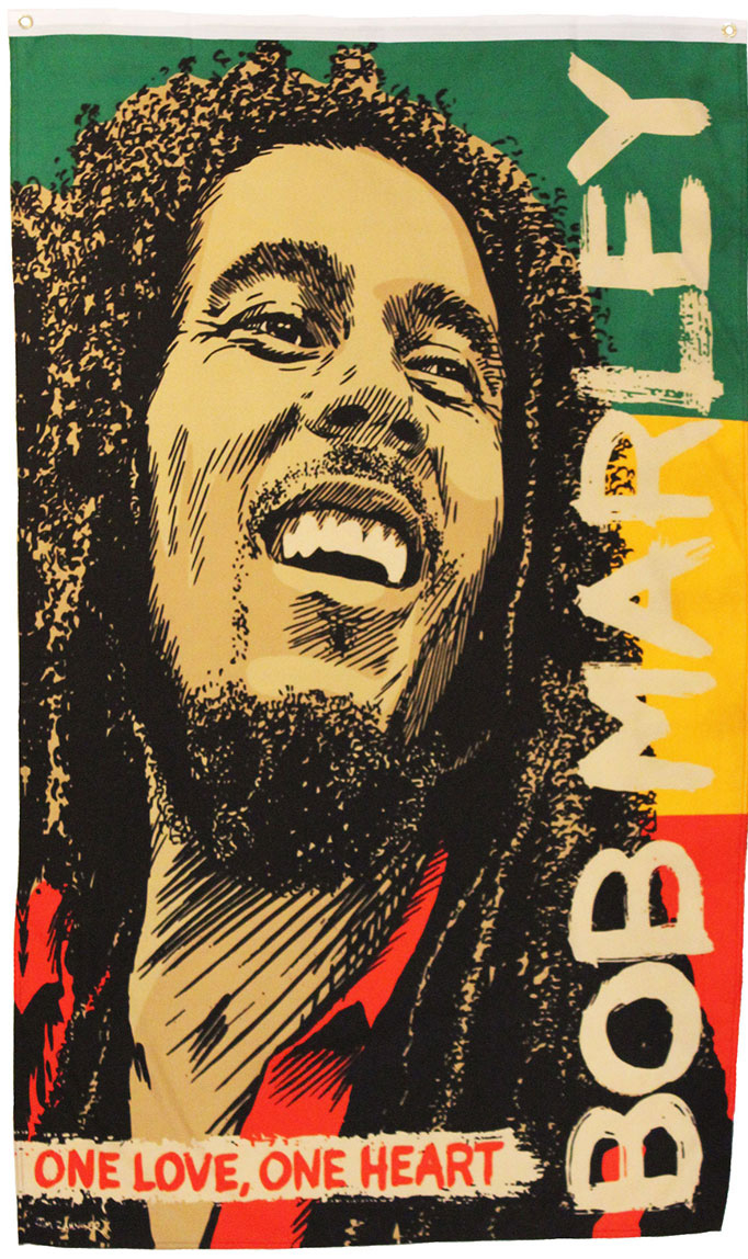 one love heart bob marley 3x5ft banner flag