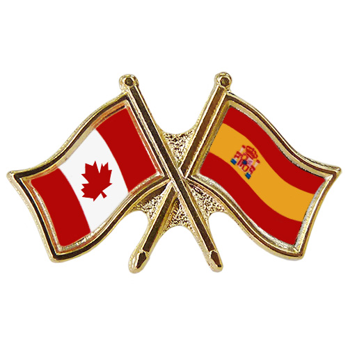 Canada Spain Crossed Pin | Crossed Flag Pin | Friendship Pin