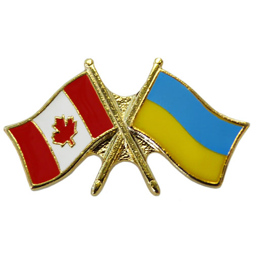 Canada Ukraine Crossed Pin | Crossed Flag Pin
