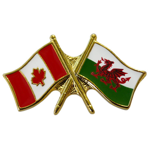 Canada Wales Crossed Pin | Crossed Flag Pin | Friendship Pin