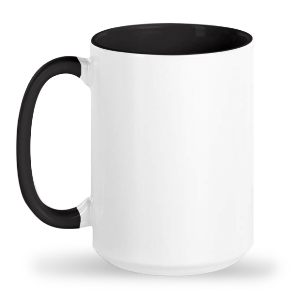 Black 15oz Ceramic Coffee Mug with Colored Handle